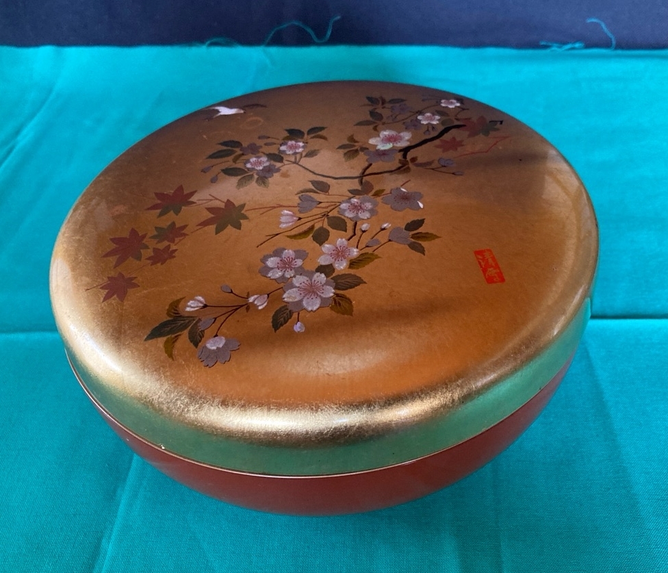 □ 清瀬一光 □ 花扇蒔絵 平棗 共箱 茶道具 金沢漆器 加賀蒔絵 茶道