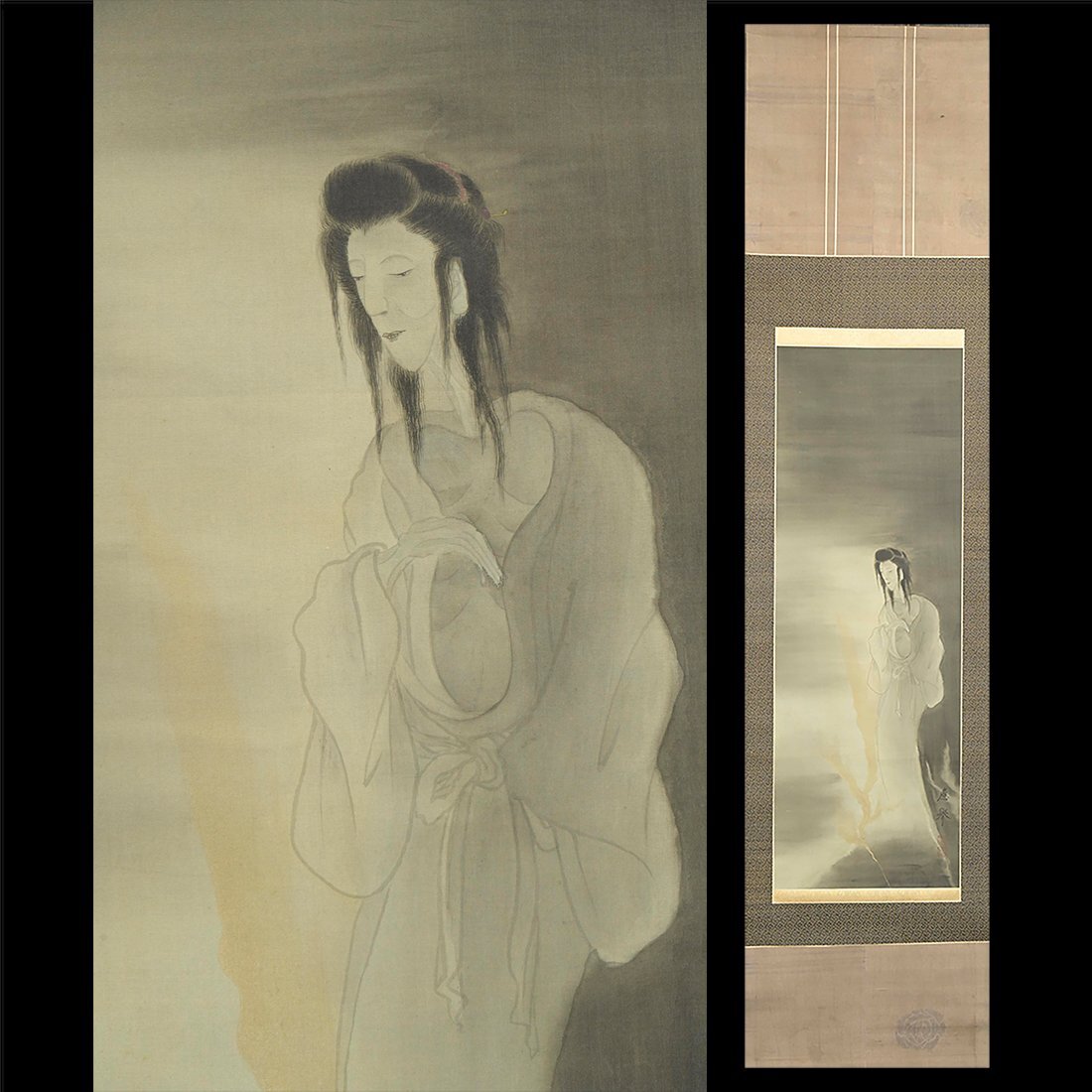 無落款】◇天女図◇日本画◇仏画◇肉筆◇紙本◇掛軸◇h566の落札情報