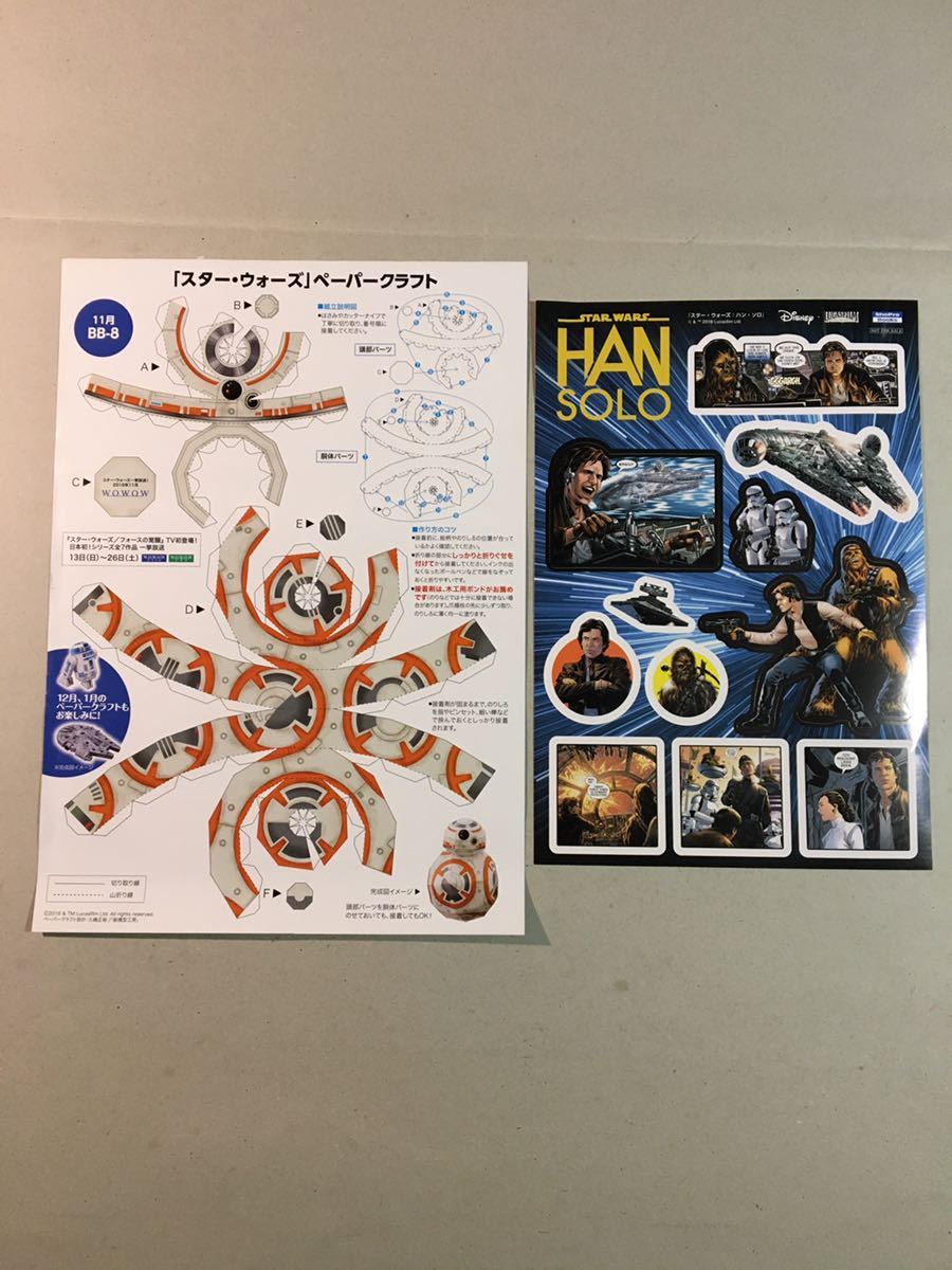 スターウォーズ「ハン・ソロ シール」と「BB-8ペーパークラフト」の