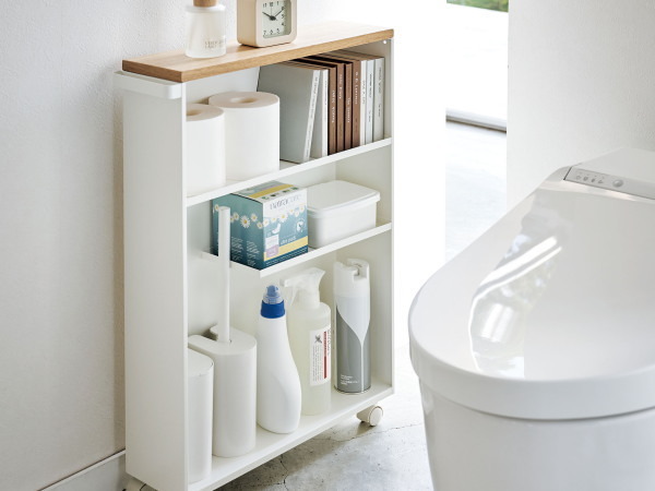 高品質 キャスター付き トイレットペーパー置き 白 掃除用具入れ 収納 キャビネット 棚 トイレラック トイレラック Labelians Fr