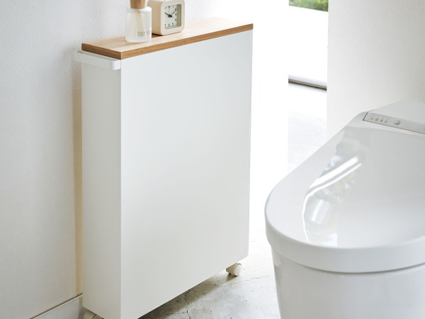 高品質 キャスター付き トイレットペーパー置き 白 掃除用具入れ 収納 キャビネット 棚 トイレラック トイレラック Labelians Fr