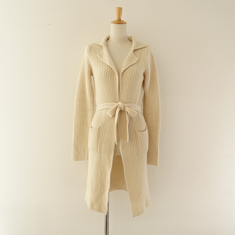 n100 ロングカーデガン　カシミヤ □エヌワンハンドレッド n100 *カシミヤリブニットロングカーディガン