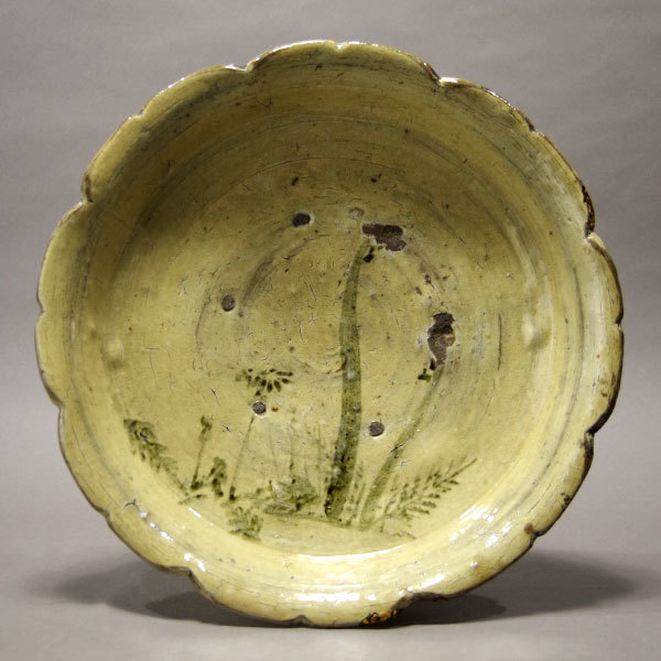 古瀬戸輪花草文大鉢黄瀬戸大皿古陶器歴史資料時代貴重名品個人蔵古美術