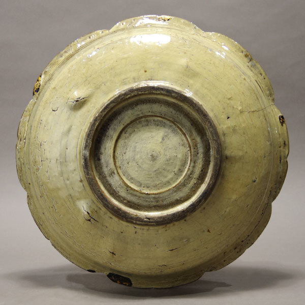 古瀬戸輪花草文大鉢黄瀬戸大皿古陶器歴史資料時代貴重名品個人蔵古美術