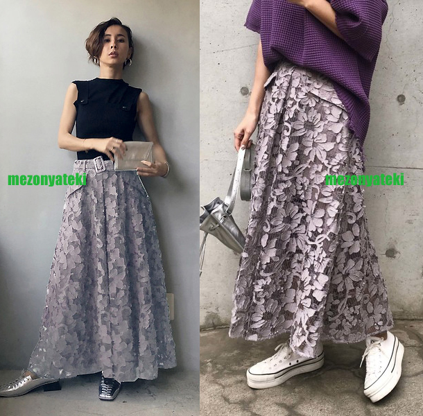 Ameri VINTAGE ANTHESIS LACE SKIRTパープル