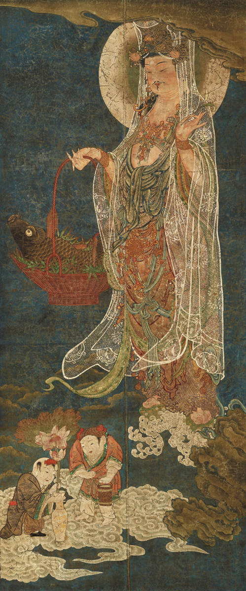 新品】『 竹藍大士 』仏像 仏画 宗教画 仏教絵画 仏教美術 骨董品 古