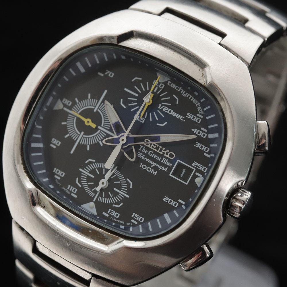 □ SEIKO セイコー 腕時計 THE GREAT BLUE 7T92-0AD0 クォーツ クロノ