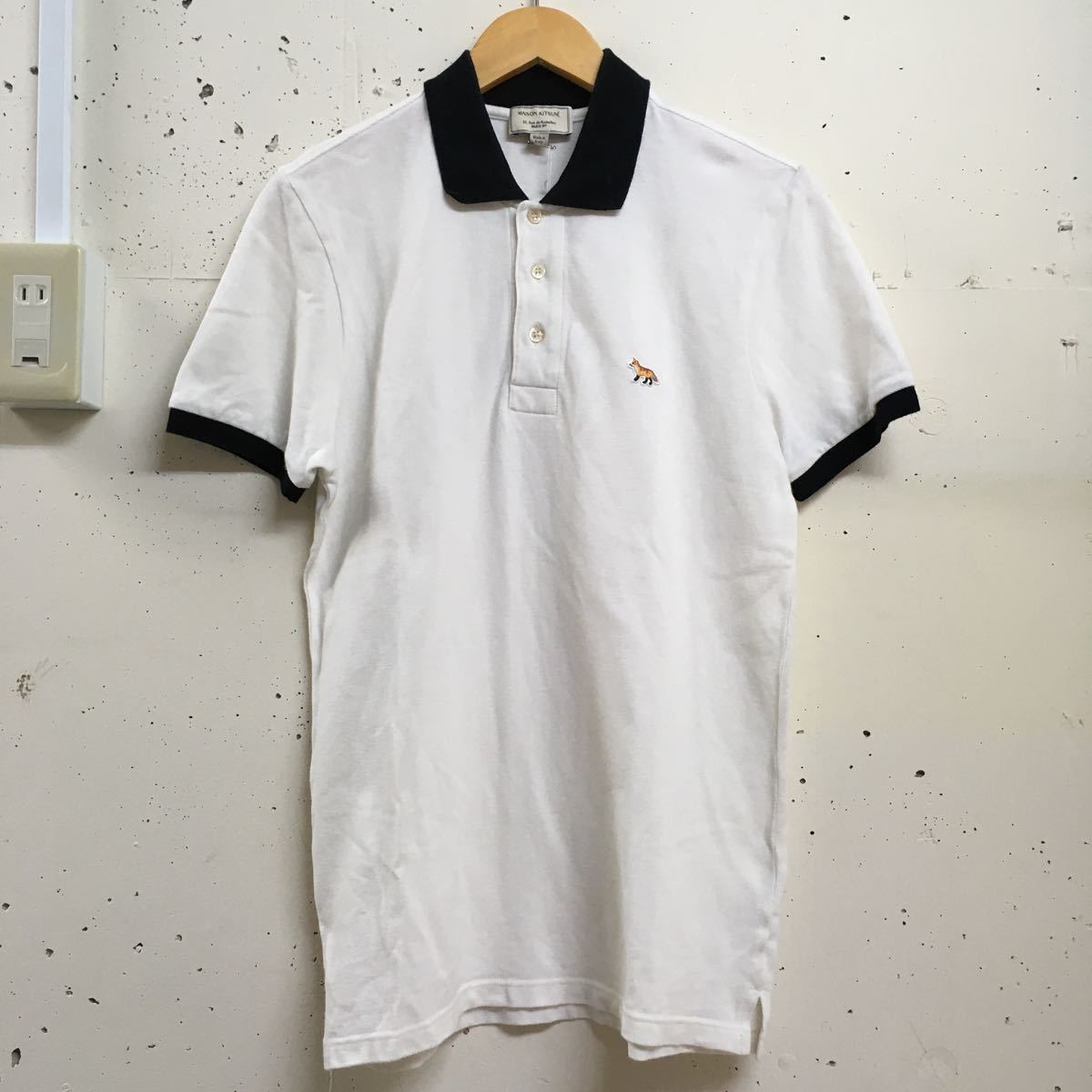 MAISON KITSUNE メゾンキツネ 半袖 ポロシャツ 白黒 モノトーン ワン