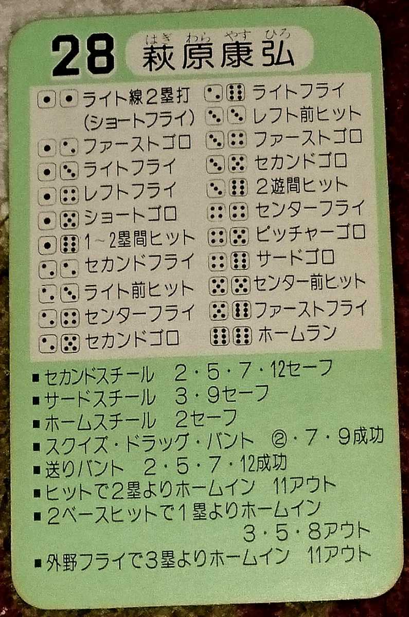 タカラプロ野球カードゲーム昭和57年度広島東洋カープ 萩原康弘の落札