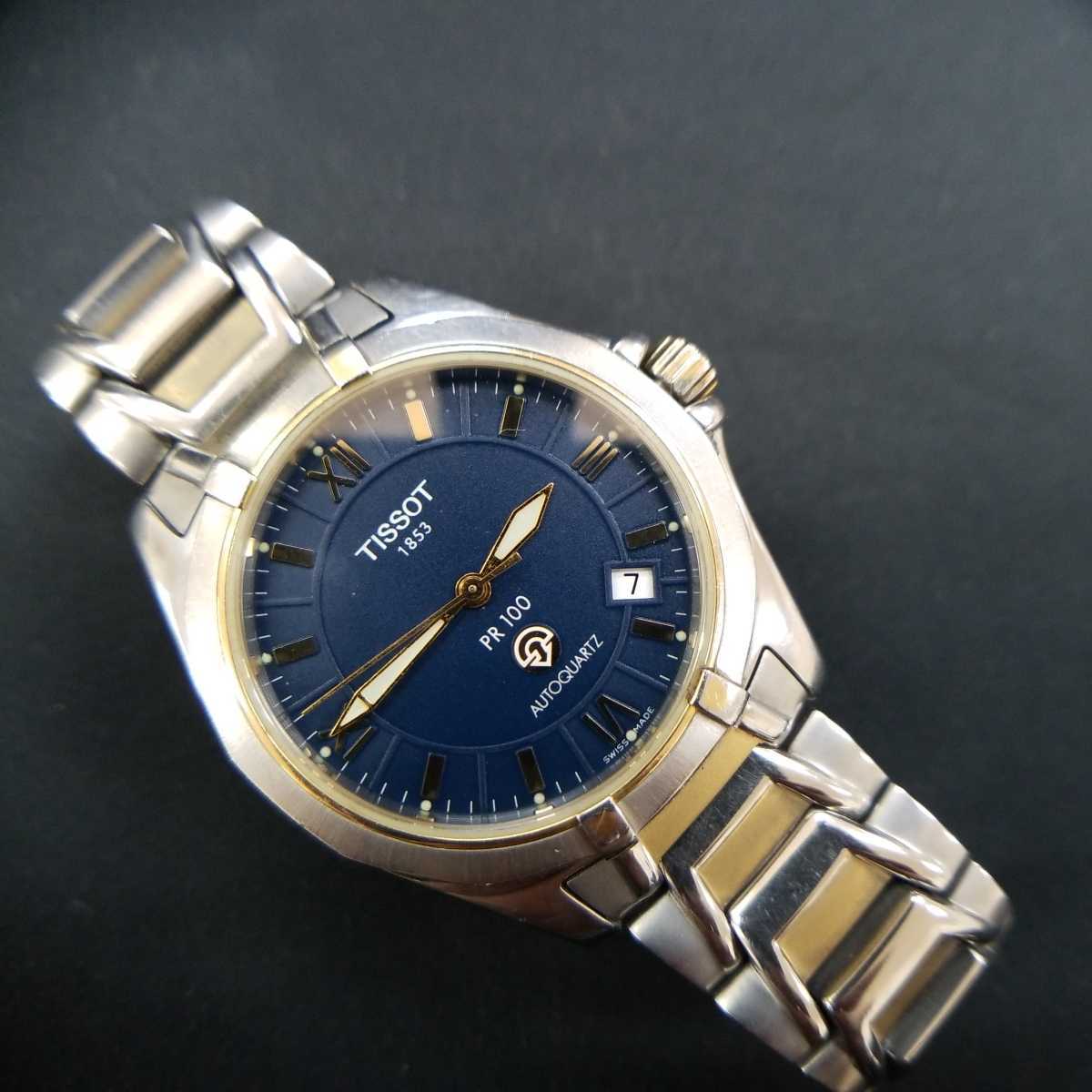 ジャンク○TISSOT 1853 ティソ PR100 オートクォーツ 純正ブレス 自動