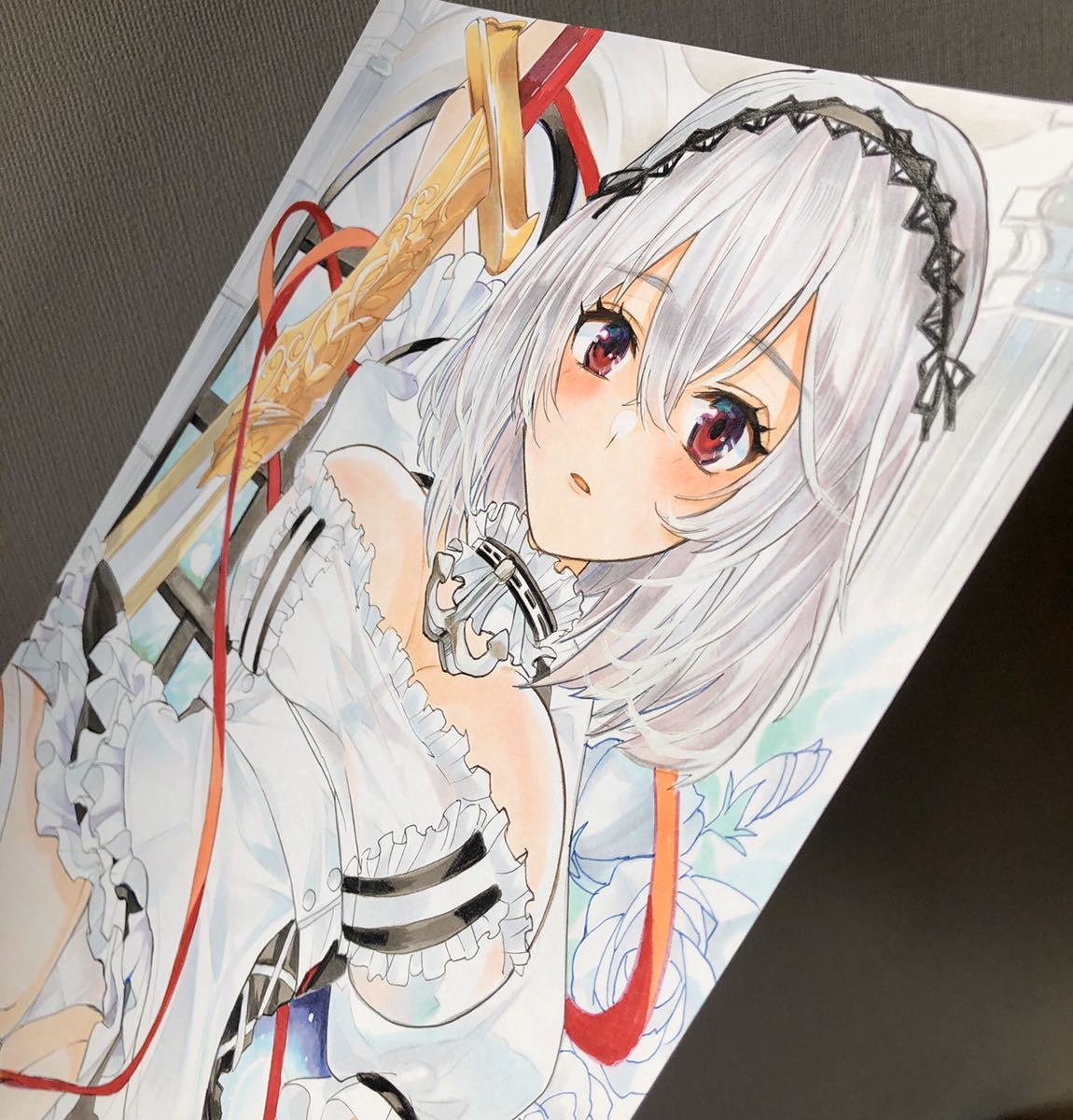 【イラストリアス】同人 手描き イラスト 【アズールレーン/アズレン】 同人手描きイラスト⁄アズールレーン⁄アズレン⁄ベルファスト⁄約B5