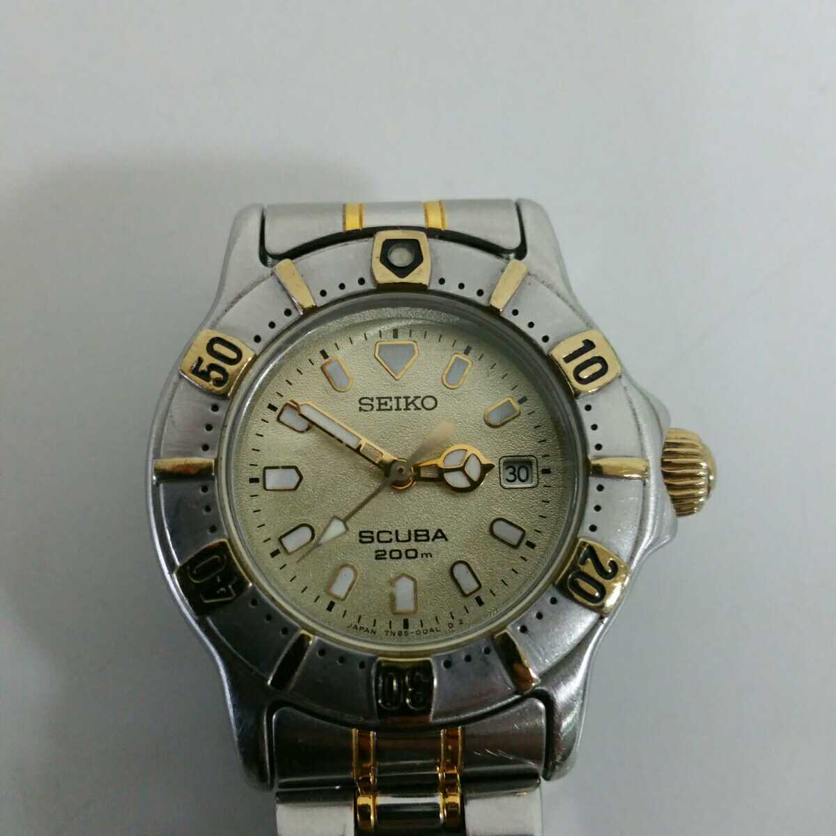 ☆SEIKO/セイコー SCUBA 200m 7N85-0040 電池交換済み レディース