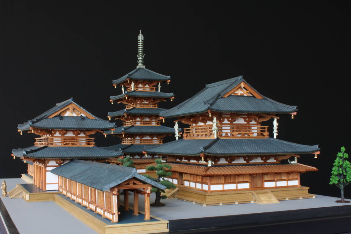 未組立 小林工芸 1/50 法隆寺 金堂 木製美術建築模型 桧仕様 世界文化