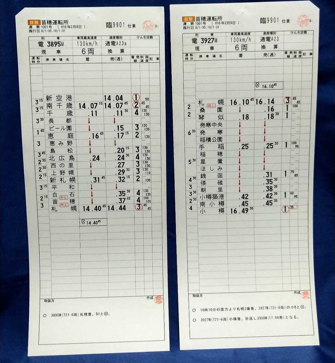 ｊｒ北海道 快速 エアポート の運転時刻表 スタフ 行路揃い８枚セット 04年 苗穂運転所 新千歳空港 小樽 721系 の落札情報詳細 ヤフオク落札価格情報 オークフリー スマートフォン版