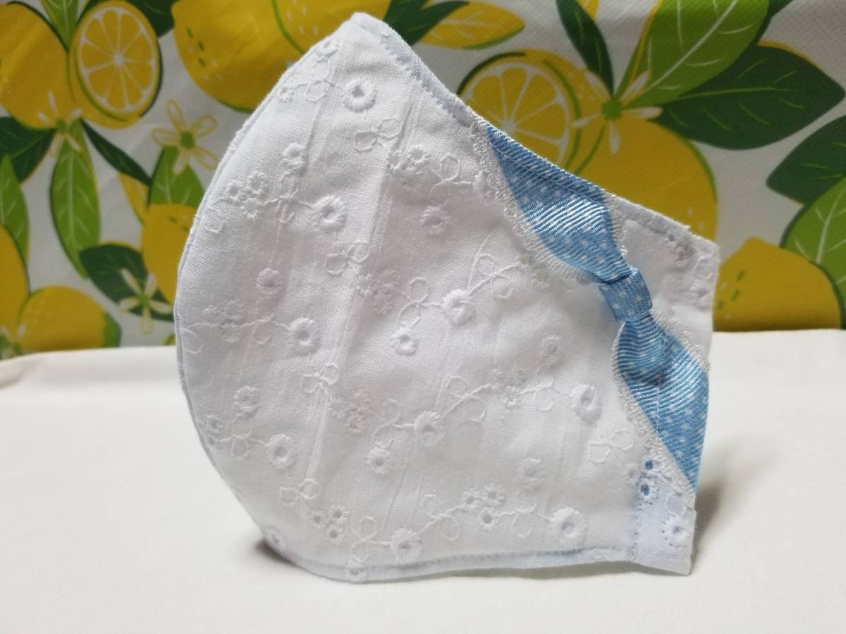 新品 ハンドメイド マスクカバー インナーマスク 3wayレース 刺繍 花柄 リボン 水玉 水色 手作り 晒 マスク 立体 カバー ホワイト 白 夏おしゃれ の落札情報詳細 ヤフオク落札価格情報 オークフリー スマートフォン版