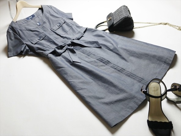 高島屋購入 ロペrope 上質コットン混 素敵ひざ丈ベルテッドフレアシャツワンピース 9サイズ お出掛けテレワークオフィス行事 の落札情報詳細 ヤフオク落札価格情報 オークフリー スマートフォン版