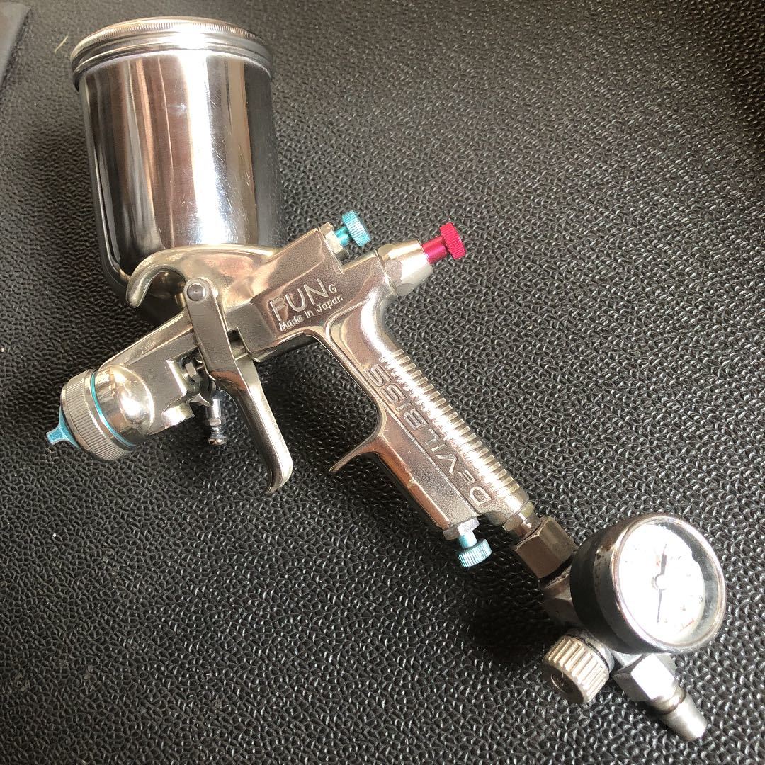 DEVILBISSデビルビス エアスプレーガン FUN ノズル口径1.4mm カップ付き エアレギュレータ付き の落札情報詳細 ヤフオク落札