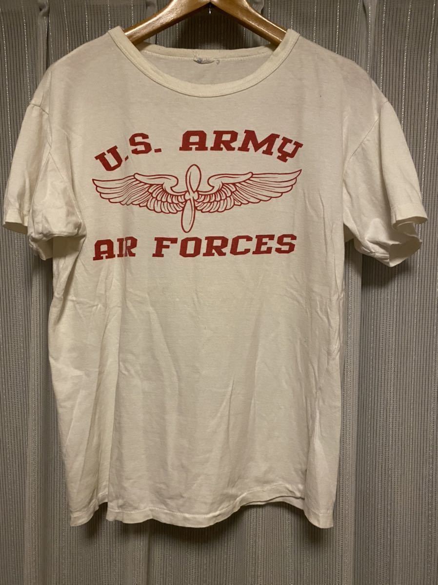 希少 ビンテージ エアフォース Tシャツ 染み込み 米軍実物 USA製 50s 