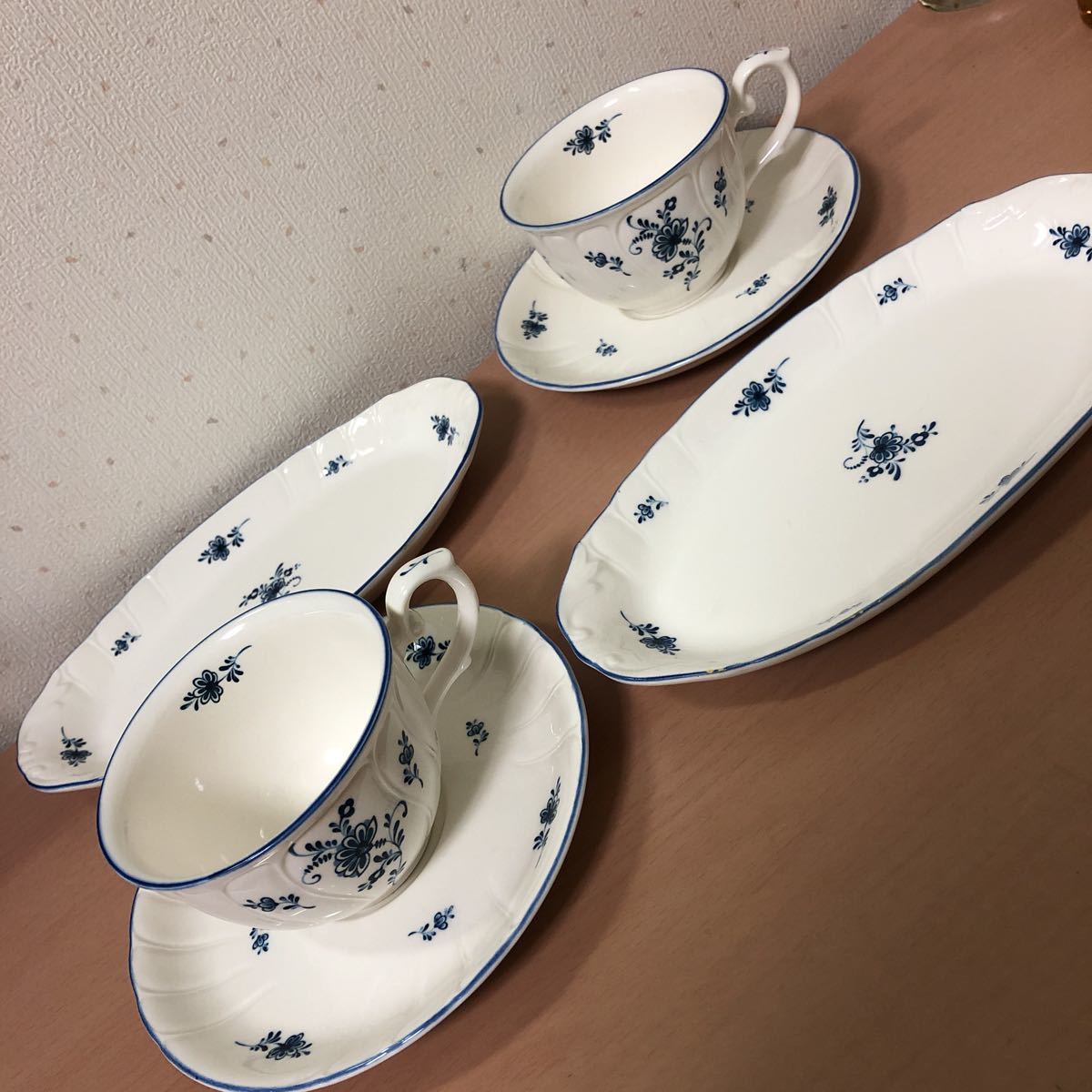 Noritake ノリタケ Craftone クラフトーン カップ ソーサー 2客 長皿2枚 青い花柄 の落札情報詳細 ヤフオク落札価格情報 オークフリー スマートフォン版