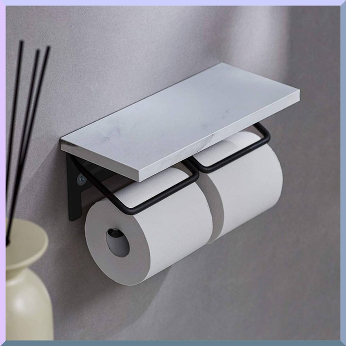新品 オシャレでセンス トイレットペーパーホルダー 2連 棚付き 大理石柄 海外風 ホワイト ブラック 2141 の落札情報詳細 ヤフオク落札価格情報 オークフリー スマートフォン版