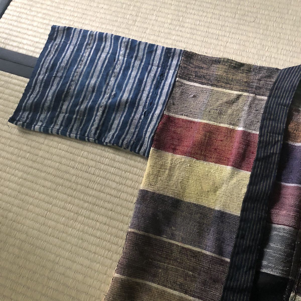 1.南部裂織 着物 襤褸 羽織 縞木綿 藍染 丹波布 アンティーク/古布