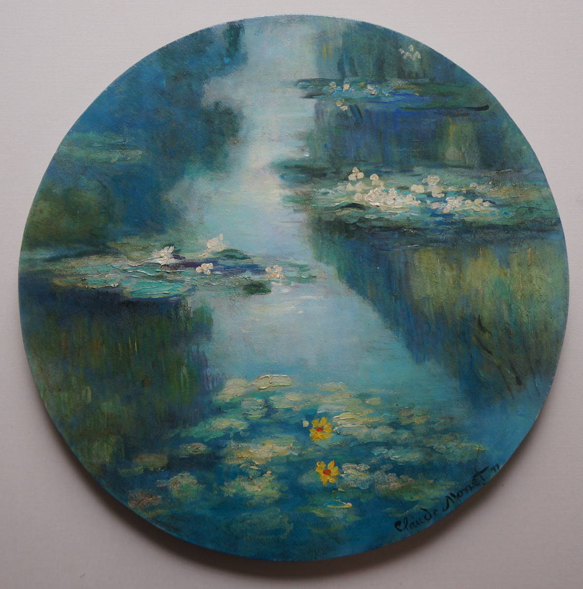 Artworks]クロード・モネ|睡蓮の池|直径40cm丸型キャンバス|肉筆|油彩