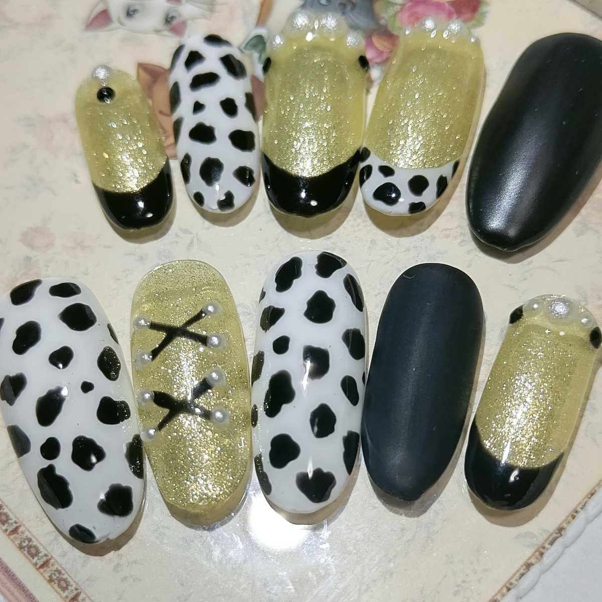 新品 743ネイルチップ サイズ変更無料 黒 ゴールド 白 フレンチネイル アニマル柄ネイル ダルメシアン柄 秋ネイル ジェルネイル の落札情報詳細 ヤフオク落札価格情報 オークフリー スマートフォン版