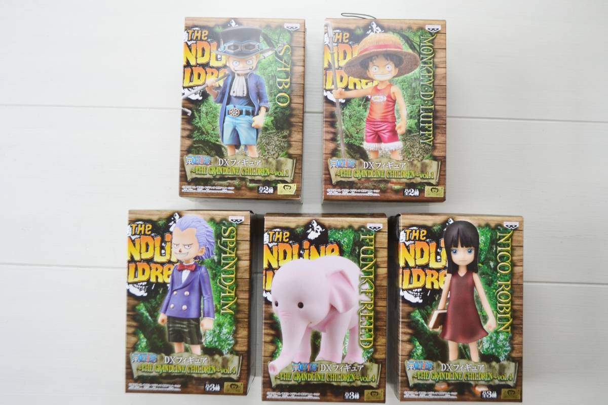 新品 未開封 One Piece ワンピース フィギュア 5体セット ルフィー サボ スパンダム ロビン ファンクフリード Dxフィギュア の落札情報詳細 ヤフオク落札価格情報 オークフリー スマートフォン版