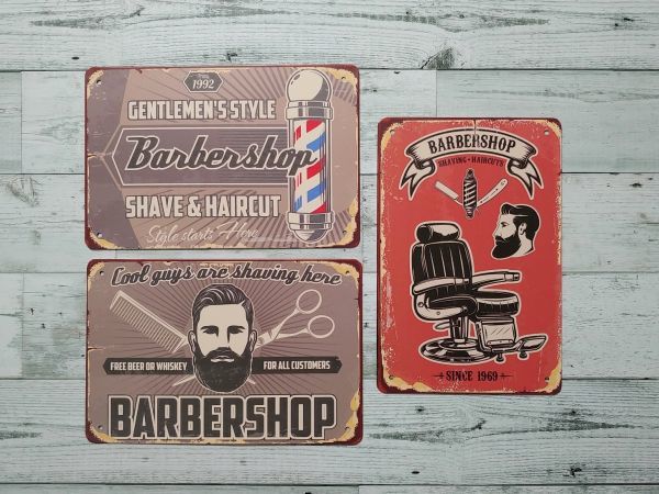 新品 Bk331 送料無料 ブリキ看板 3枚セット Barber Shop バーバー ショップ 理容室 床屋 アメリカン 雑貨 レトロ おしゃれ かっこいい 人気 の落札情報詳細 ヤフオク落札価格情報 オークフリー スマートフォン版