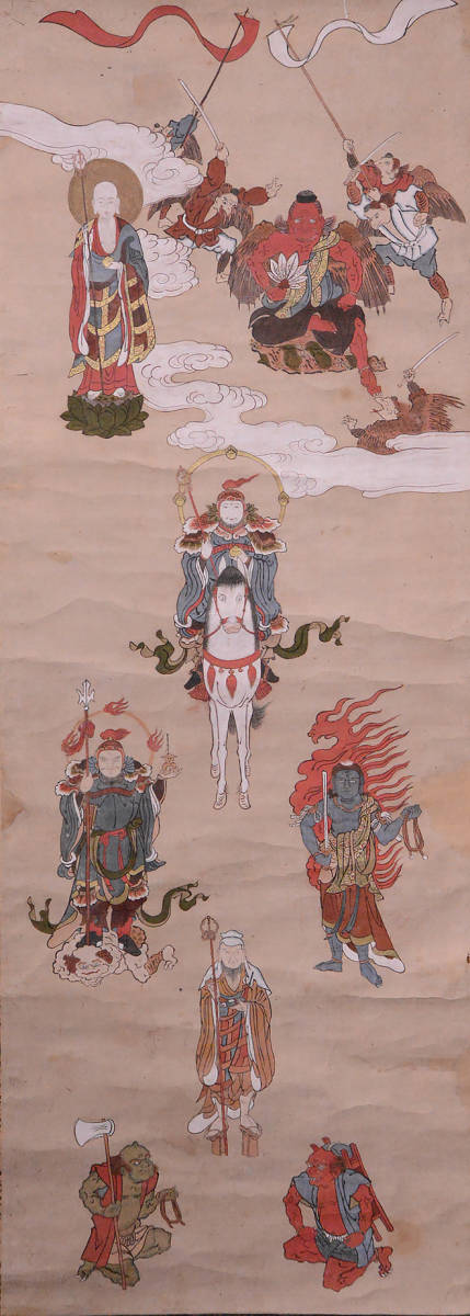 門八】［木版着色］□［愛宕権現］□掛軸□紙本□勝軍地蔵□山岳