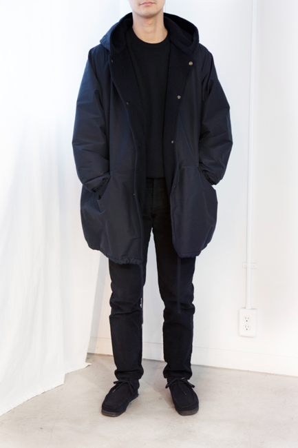 COMOLI コットンシルクフーデッドコート ネイビー 20aw サイズ2 【公式