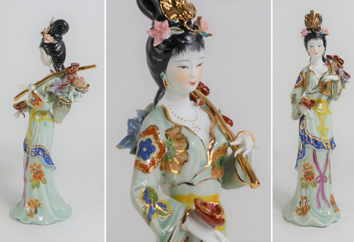 広東省高級工芸美術大師 李朝峰 作 中国四大美女 虞美人像 / フィギュ