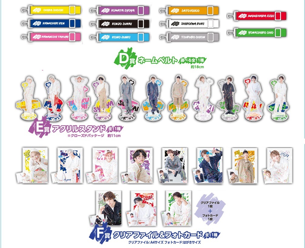 新品 一番くじ Jo1 Jo1 S Colors 與那城奨 3点セット D賞 ネームベルト E賞 アクリルスタンド F賞 クリアファイル フォトカード の落札情報詳細 ヤフオク落札価格情報 オークフリー スマートフォン版