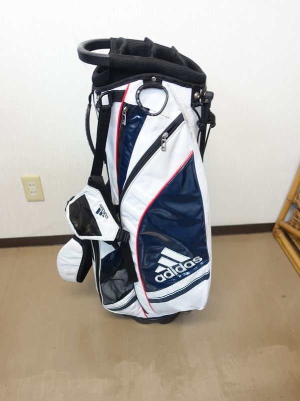 新品 adidas 軽量 スタンドキャディバッグ AWU39 白/紺 9型