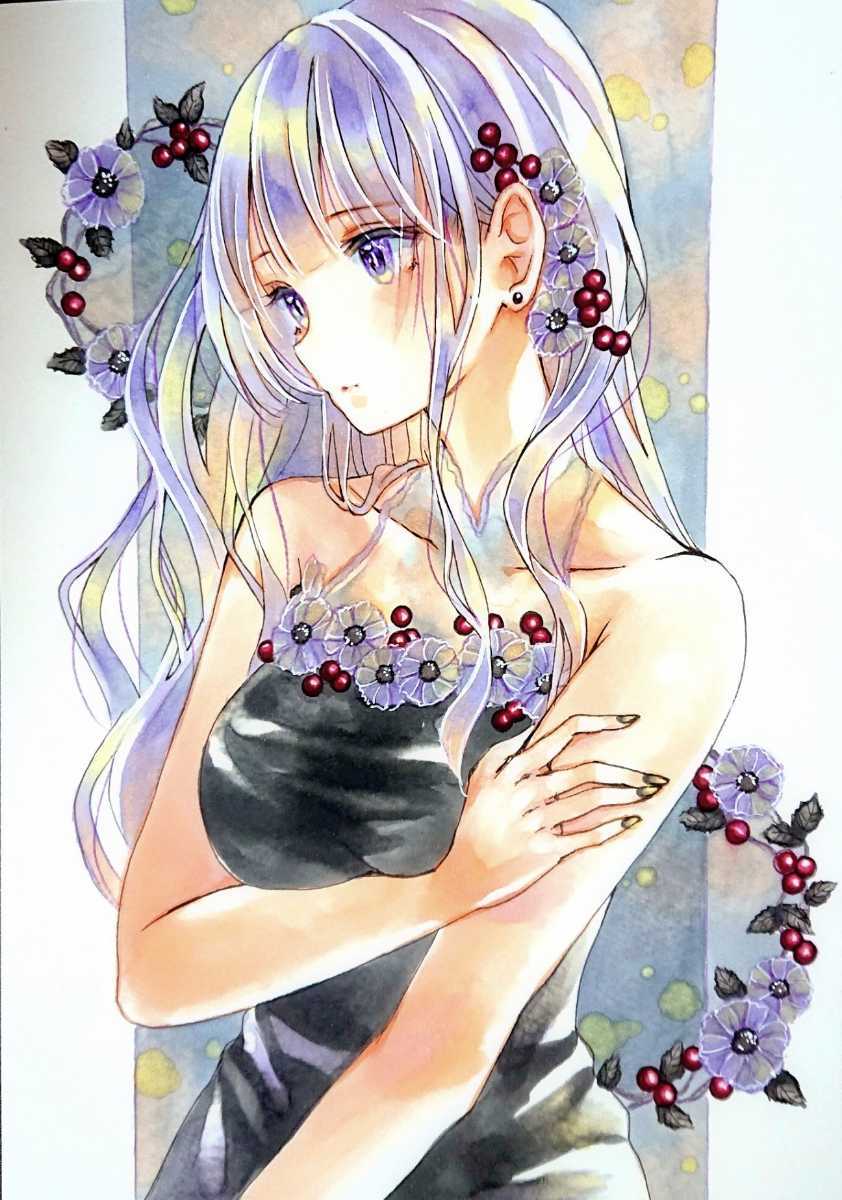 6/27特価☆手描きイラスト 色紙 オリジナル エルフ 同人 イラストオーダー