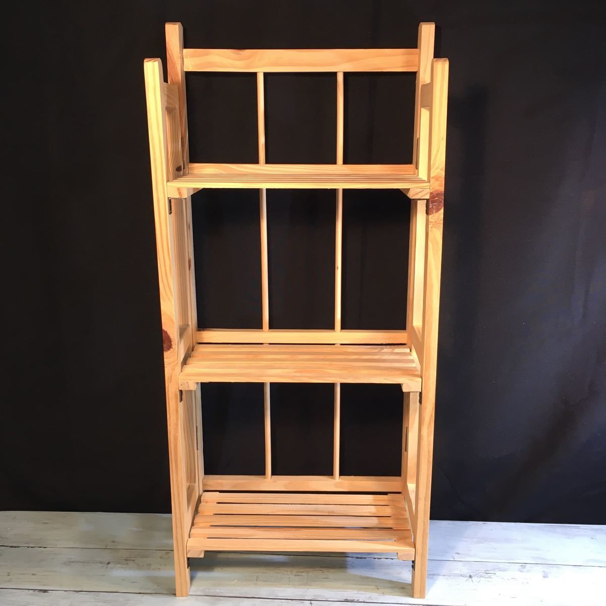 アンティーク ガーデニング 本棚 収納棚 天然木 木製 フリーラック 折り畳み 3段 飾り棚 収納 出窓 トイレ 店舗什器 の落札情報詳細 ヤフオク落札価格情報 オークフリー スマートフォン版