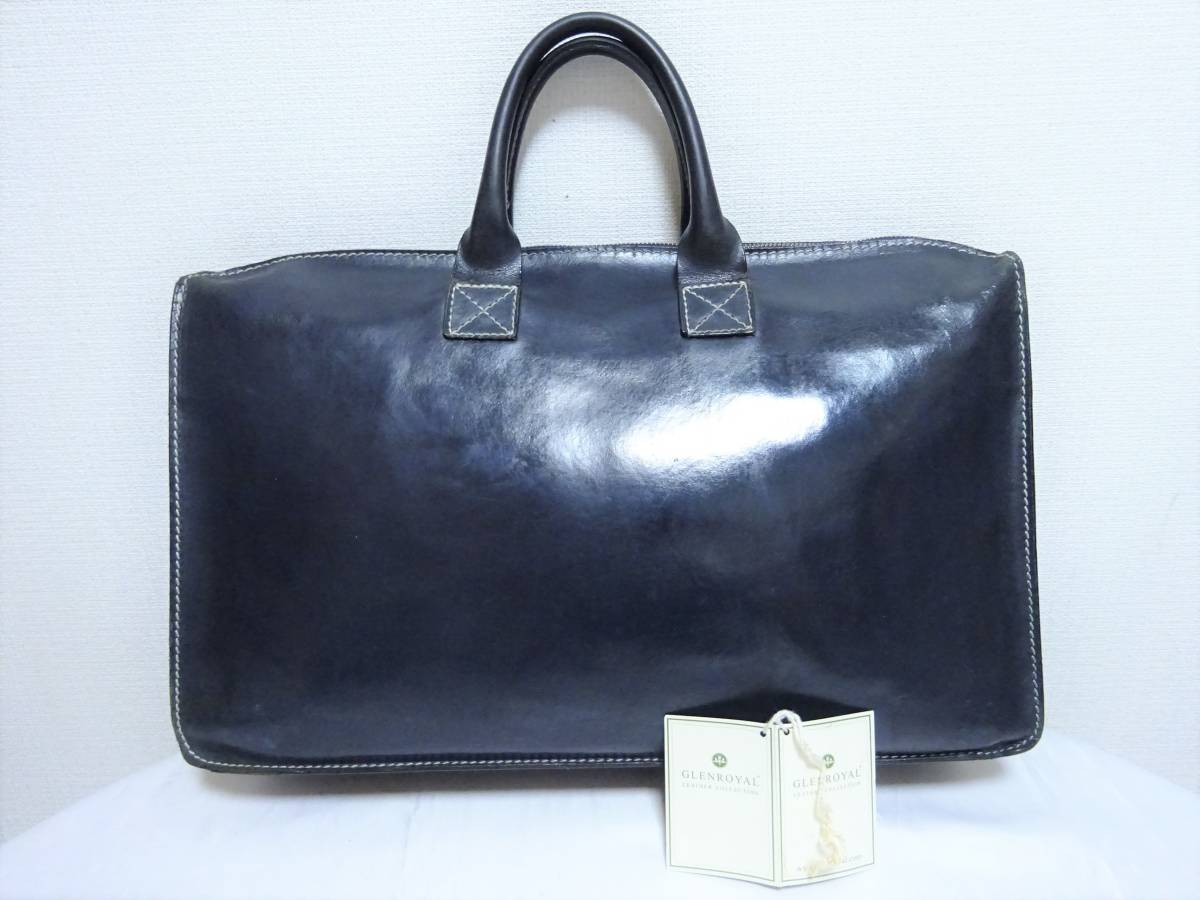 GLENROYAL ライトウェイトブリーフケース ネイビー ブライドルレザー