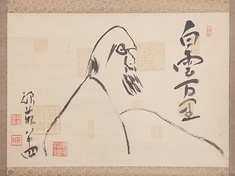 白雲/達磨図/小品/横物/掛軸☆宝船☆Z-437 白雲/達磨図/小品/横物/掛軸☆宝船☆Z-437の通販 by 掛軸✩宝船
