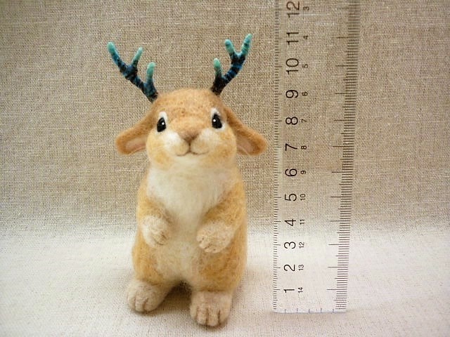 アートドール うさぎ天使幻獣 羊毛フェルト （羊毛フェルト