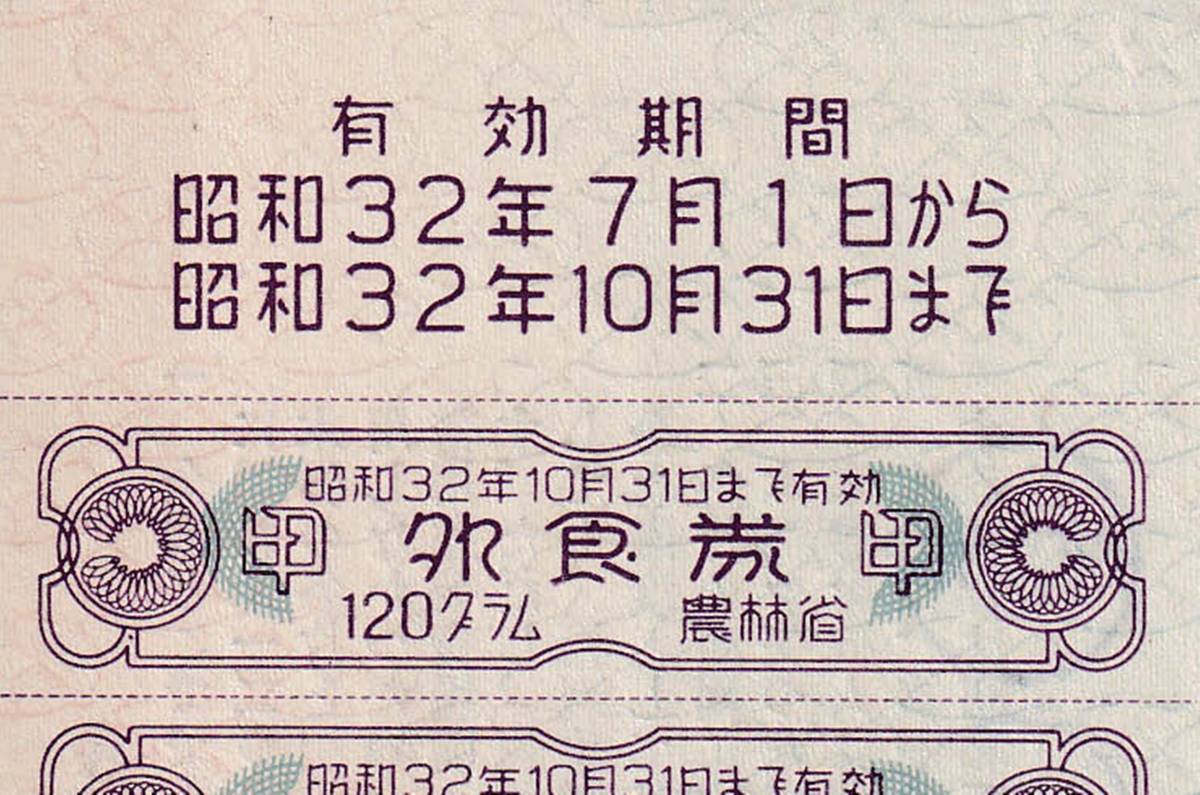 農林省 外食券 10枚つづり 昭和32年7月1日から昭和32年10月31日までの