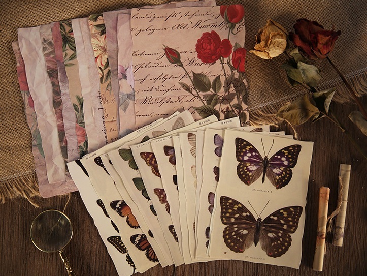 新品 新品 24枚 拾花梦 薔薇蝶々 背景紙素材紙デザインペーパー ジャンクジャーナルハンドメイドファイル 海外 の落札情報詳細 ヤフオク落札価格情報 オークフリー スマートフォン版