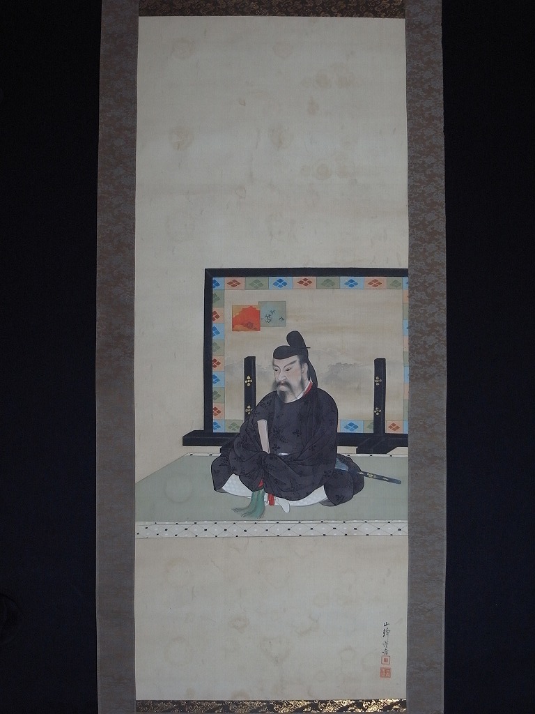 三森山静『天神之像（菅原道真公）』掛軸〔絹本肉筆〕/ 平福穂庵に師事