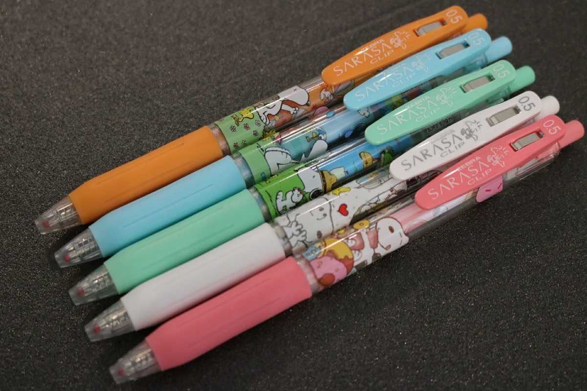 新品 Zebra Sarasa サラサクリップ スヌーピー Snoopy ボールペン 5本セット ノック式 ジェル ミルキー色 オレンジ 白 青 緑 サラサボールペン の落札情報詳細 ヤフオク落札価格情報 オークフリー スマートフォン版