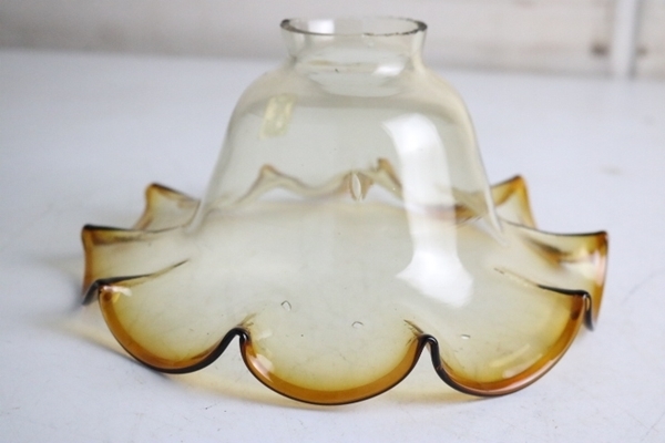 北一硝子 純正電気式ランプ インテリア照明 和フリルガラス古道具