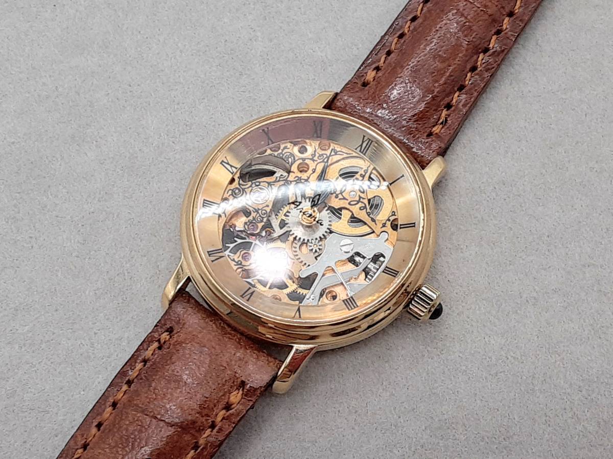 8d7 必見 ! Anoma アノマ 腕時計 スケルトン 手巻き 腕時計 ゴールド