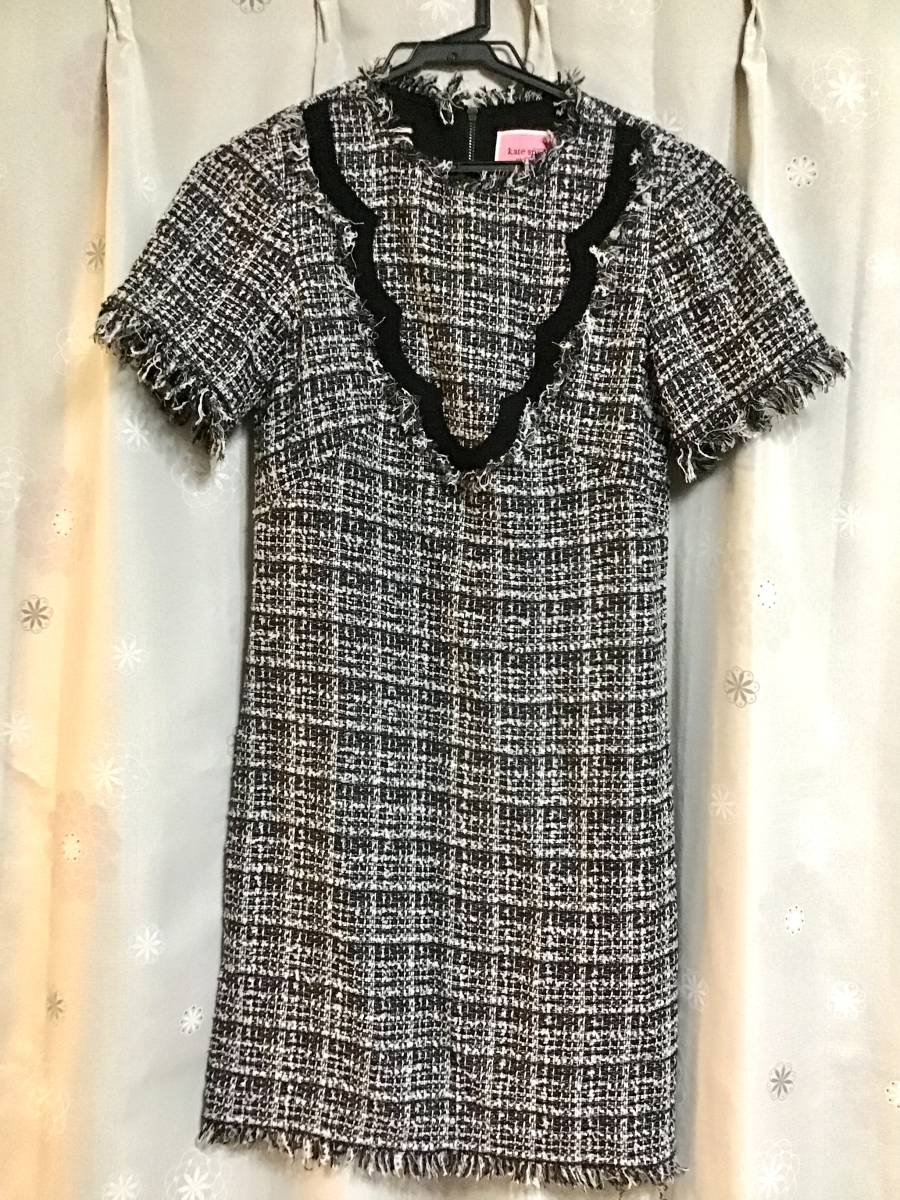 美品 Kate Spade ケイトスペード 半袖ツイードワンピース 0 モノトーン レディース Used の落札情報詳細 ヤフオク落札価格情報 オークフリー スマートフォン版