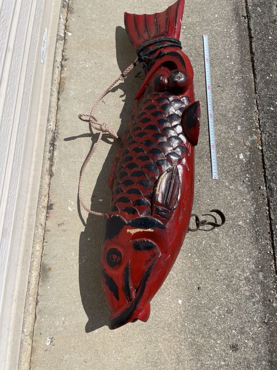 Amazon.co.jp: 木彫囲炉裏自在鉤魚横木魚木古民家昭和レトロ