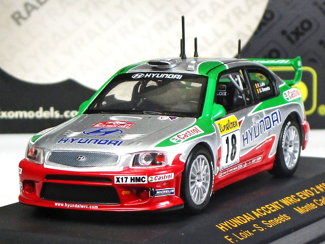 やや傷や汚れあり】イクソ◇ヒュンダイ・アクセントWRC.EVO2◇1/43の