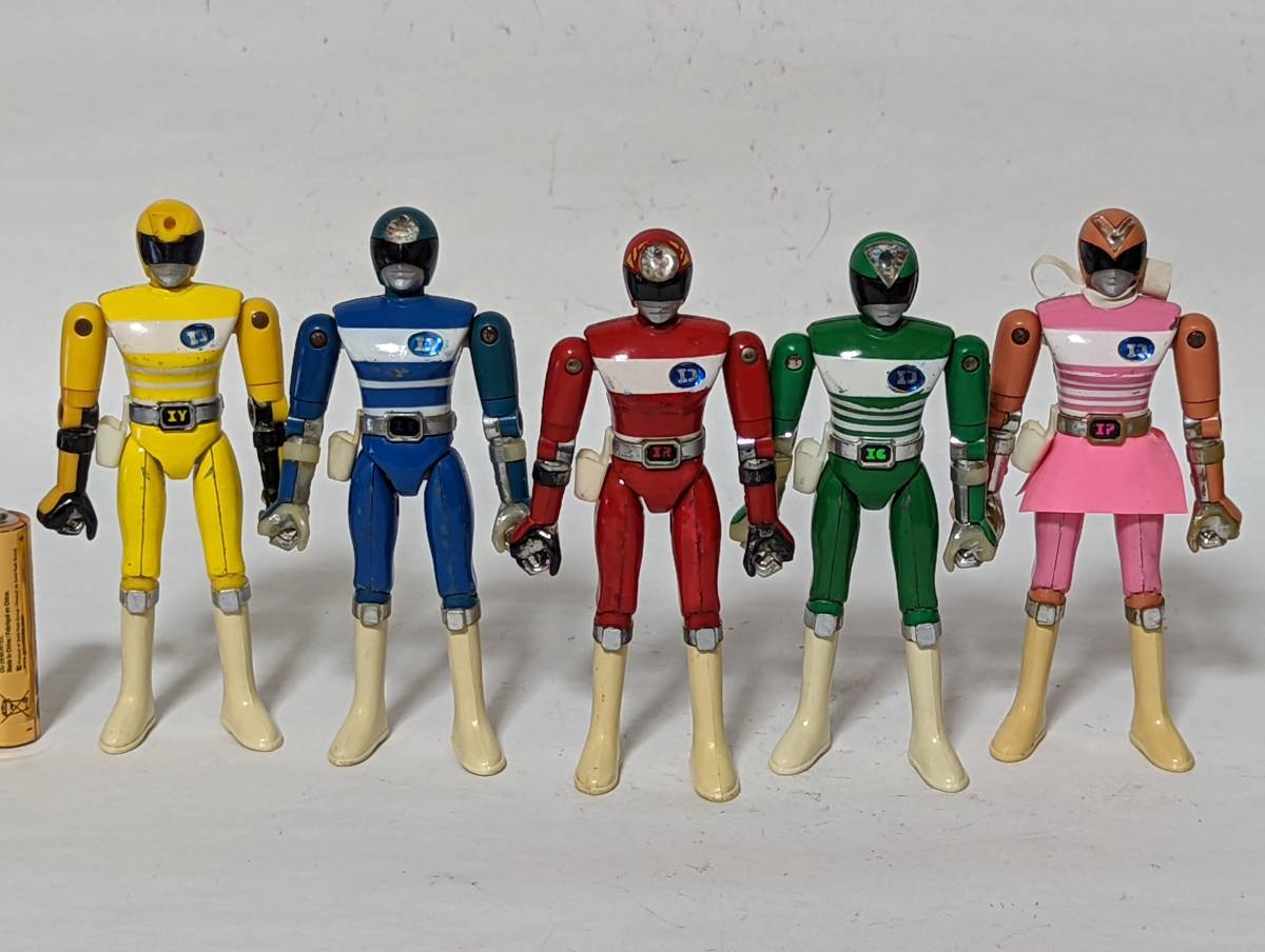 ⚠️当時物　ワールドヒーロー　電磁戦隊デンジマン　デンジブルー　ポピー デンジブルー 2体セット 電子戦隊デンジマン ポピー当時物ソフビ