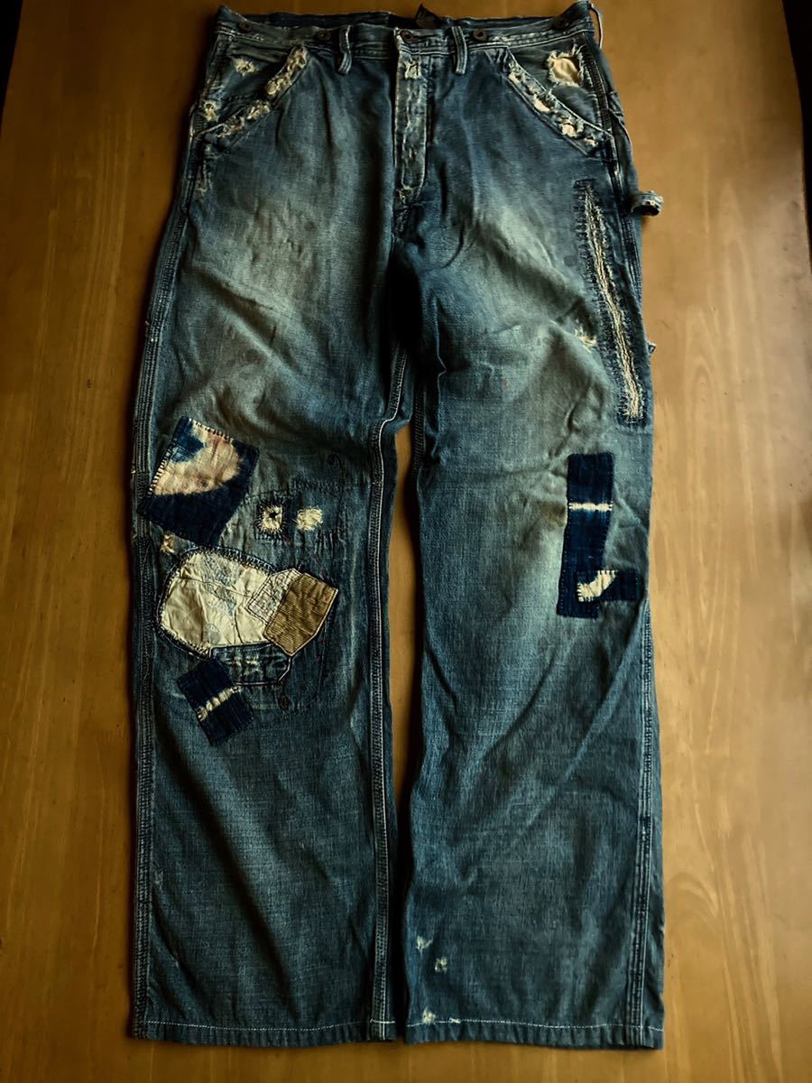 RRL パッチワークデニムパンツ 目立った傷や汚れなし】名作 RRL パッチワークバックルバックデニム 31